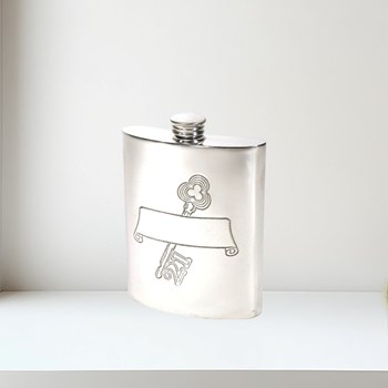 21 Key Stamp Pewter Kidney Hip Flask
