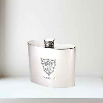 6oz Lion Of Scotland Pewter Kidney Hip flask