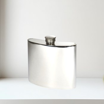 6oz Plain Square Pewter Kidney Hip Flask
