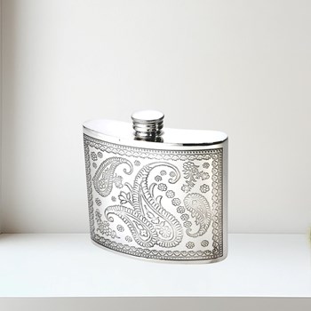 6oz Paisley Pewter Kidney Pewter Hip flask