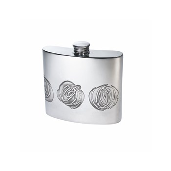 6oz Charles Rennie Mackintosh Rose Pewter Kidney Hip Flask