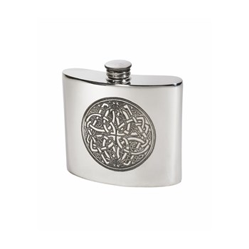 6oz Pewter Celtic Circle Kidney Hip Flask