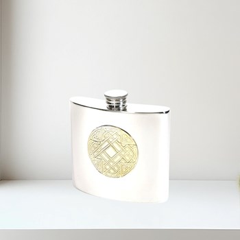 6oz Celtic Gold Pewter Kidney Hip Flask