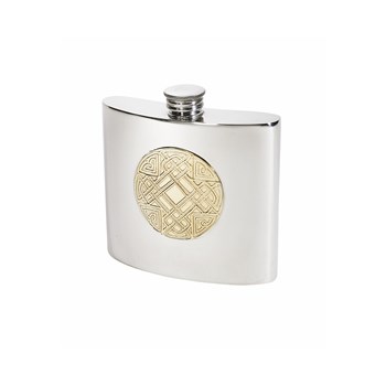 6oz Celtic Gold Pewter Kidney Hip Flask