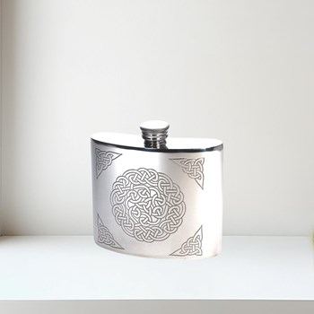 6oz Celtic Knot Pewter Kidney Hip Flask