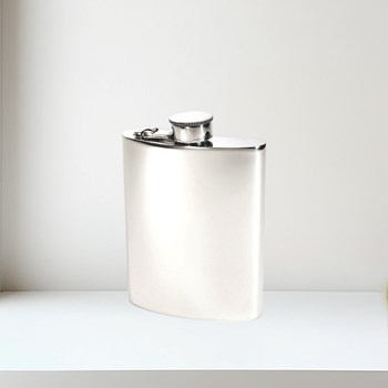 6oz Plain Pewter Kidney Hip Flask With Captive Top