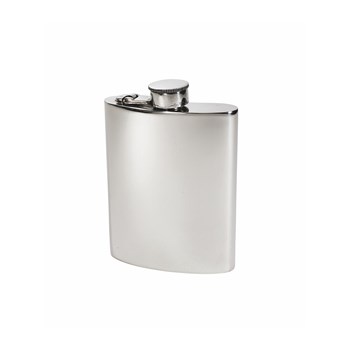 6oz Plain Pewter Kidney Hip Flask With Captive Top