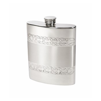 6oz Embossed Celtic Bands Pewter Kidney Hip Flask