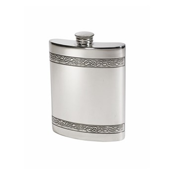 6oz Horizontal Celtic Bands Pewter Kidney Hip Flask
