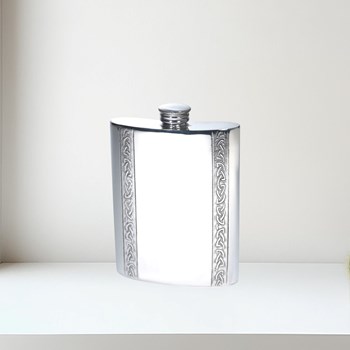 6oz Vertical Celtic Bands Pewter Kidney Hip Flask