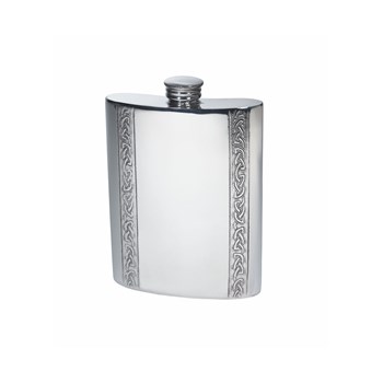 6oz Vertical Celtic Bands Pewter Kidney Hip Flask