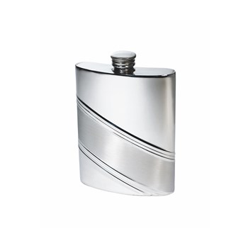 6oz Diagonal Stripe Pewter Kidney Hip Flask
