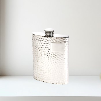 6oz Hammered Pewter Kidney Hip Flask