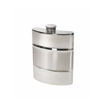 Part Satin 6oz Pewter Kidney Hip Flask