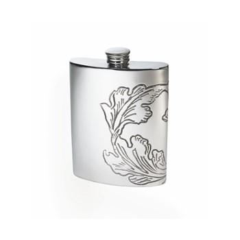 Acanthus Pattern Pewter Kidney Hip Flask