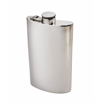 8oz Plain Pewter Kidney Hip Flask With Captive Top