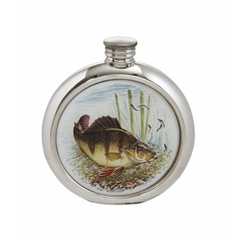 6oz Round Perch Pewter Picture Flask