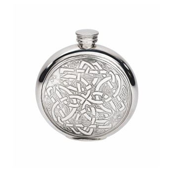 6oz Round Pewter Celtic Flask