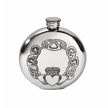 6oz Round Claddagh Pewter Flask