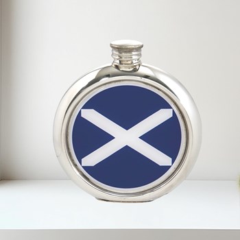 6oz Round St Andrews Flag Pewter Picture Flask