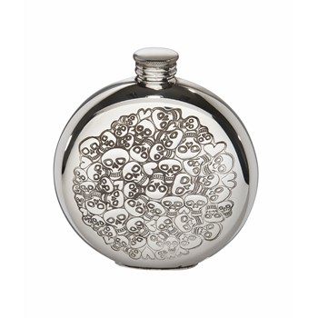 6oz Round Pewter Love Skull Flask