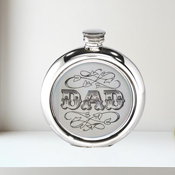 6oz Round Dad Picture Pewter Flask