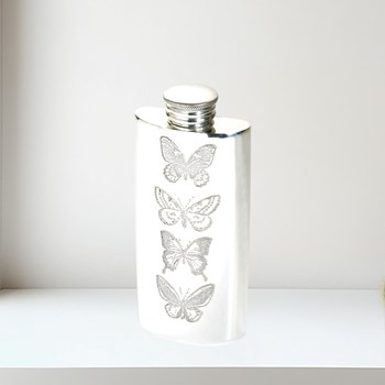 2oz Butterfly Pewter Purse Flask