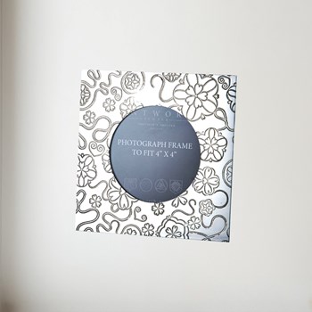 Square Yorkshire Rose 4"X4" Pewter Picture Frame