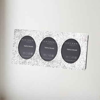 Love Skull Pewter Triple Picture Frame