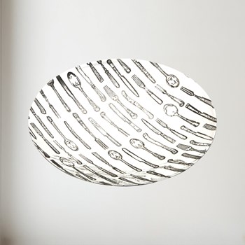 Knife, Fork, Spoon Pewter Bowl