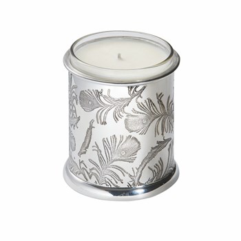Peacock Patterned Pewter Candle Votive