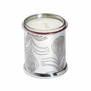 Peacock Feather Pewter Candle Votive