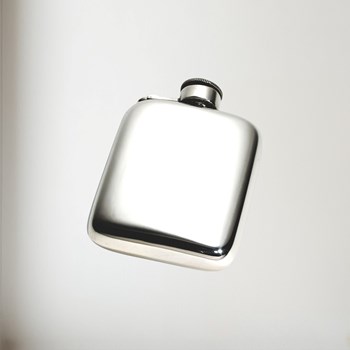 4oz Plain Pewter Pocket Flask With Captive Top
