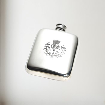 4oz Thistle Stamp Pewter Pocket Flask