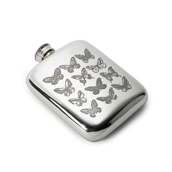 4oz Butterfly Pewter Pocket Flask