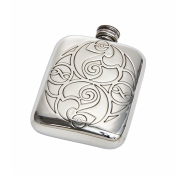 Celtic Spirals 4oz Pewter Pocket Flask