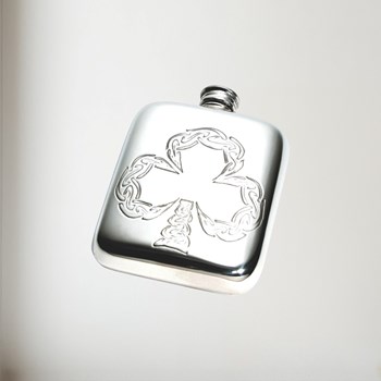 4oz Shamrock Pewter Pocket Flask