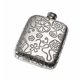 Yorkshire Rose 4oz Pewter Pocket Flask