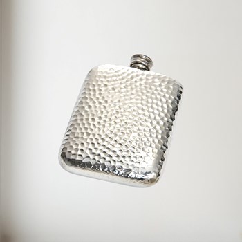 6oz Hammered Pewter Pocket Flask