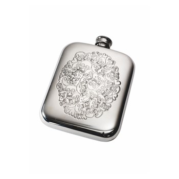 6oz Skull Heart Cluster Pewter Pocket Flask