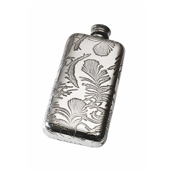 Small Peacock Pewter Pocket Flask