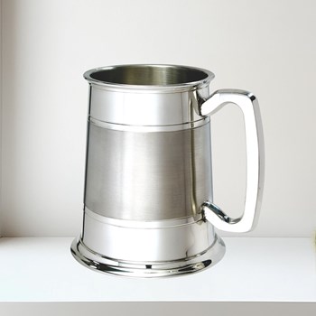 Part Satin Standard One Pint Lined Pewter Tankard