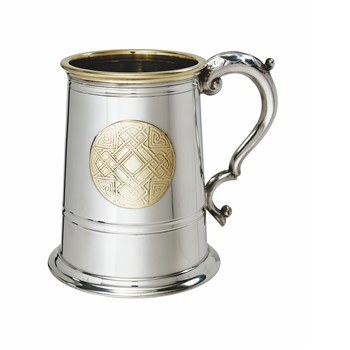 Celtic Gold One Pint Pewter And Brass Tankard