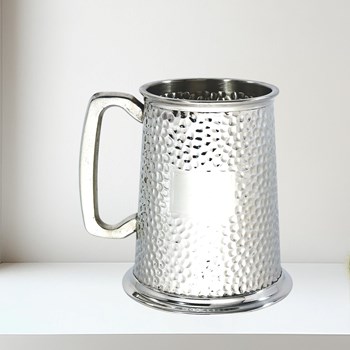 Hammered One Pint Pewter Tankard