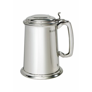 Lidded One Pint Pewter Tankard