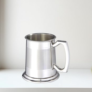 Half Pint Standard Double Lined Part Satin Pewter Tankard