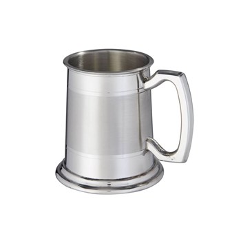 Half Pint Standard Double Lined Part Satin Pewter Tankard