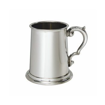 Half Pint Plain Scroll handle Pewter Tankard