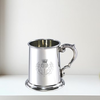 Half Pint Thistle Pewter Tankard