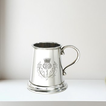Thistle Stamp Quarter Pint Pewter Baby Mug